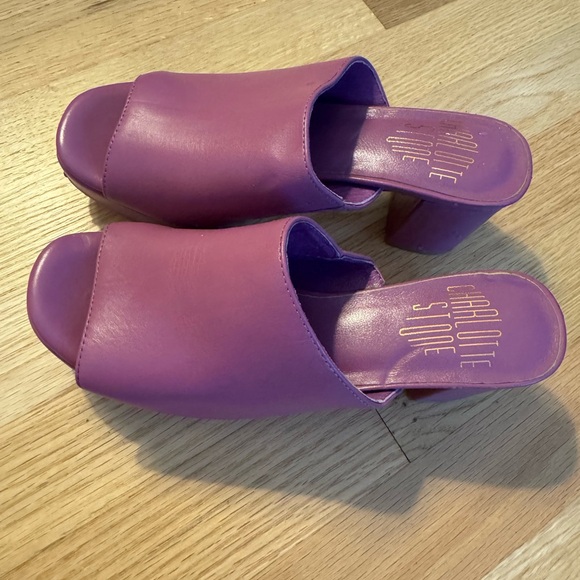 Cute purple boho platform mules - Picture 3 of 6